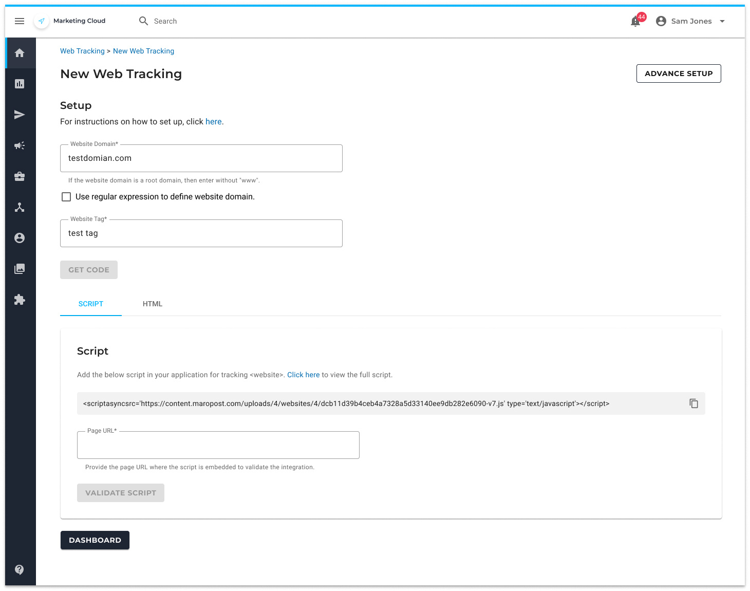 Example of Saas Data Dashboard Design