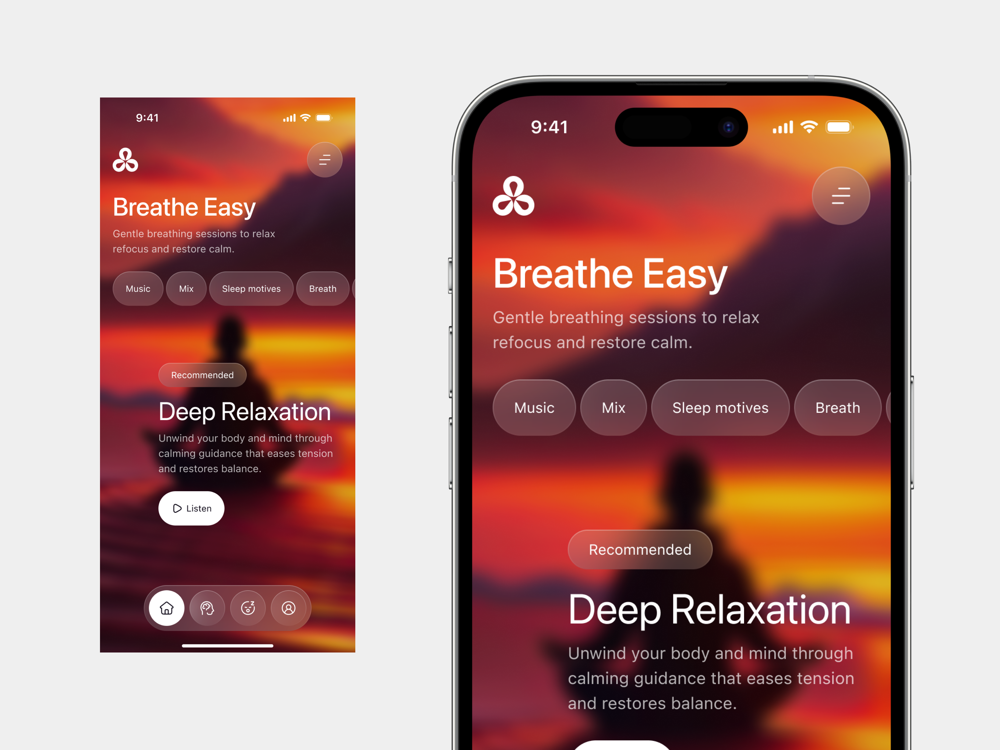 Mindful Moments Breathing Wellness App app design breathingapp calm daily wellness design development guided breathing meditation mental health mindfulness mobile app mobile app design mobile ui relaxation selfcare stress relief ui ux wellbeing wellnessapp