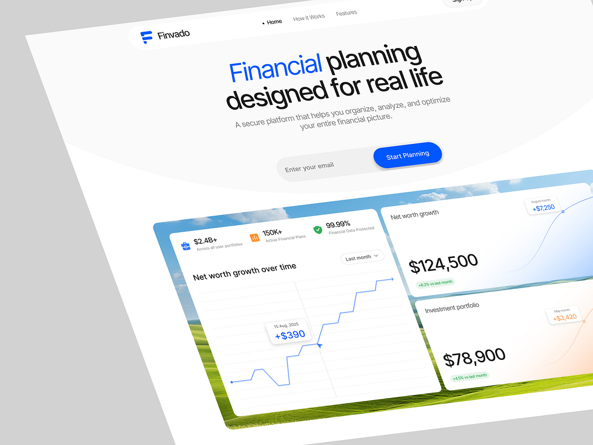 Financial Planning Platform Website Hero | Fintech Website Image 1
