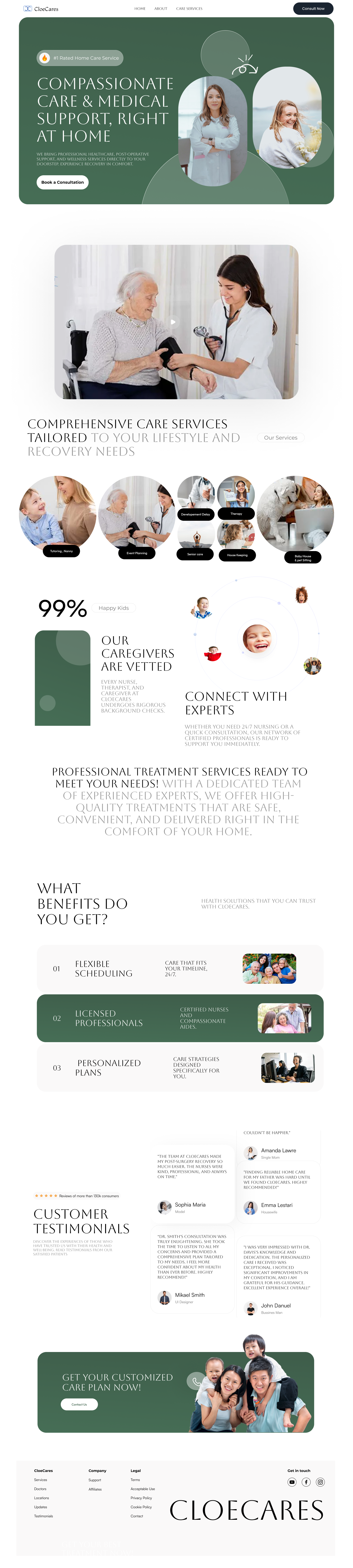 Healthcare Landing Page: Trust-Centered Design for Senior Care cleanui doctorwebsite elderlycare greenui healthcare healthtech homecare hospitaldesign landingpage medicaldesign medicalui minimalist seniorcare trustdesign uidesign userexperience userinterface uxdesign webdesign wellness