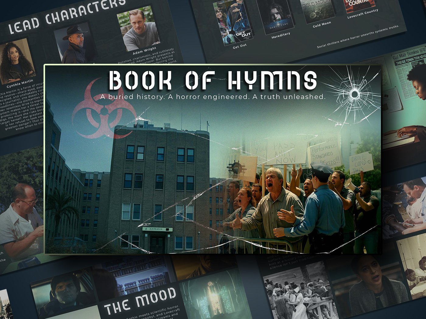 Book of Hymns | Film Pitch Deck Presentation adobe illustrator adobe photoshop books creative presentation design film deck film pitch deck graphic design mystery pitch deck pitch deck design powerpoint presentation ppt presentation design thriller