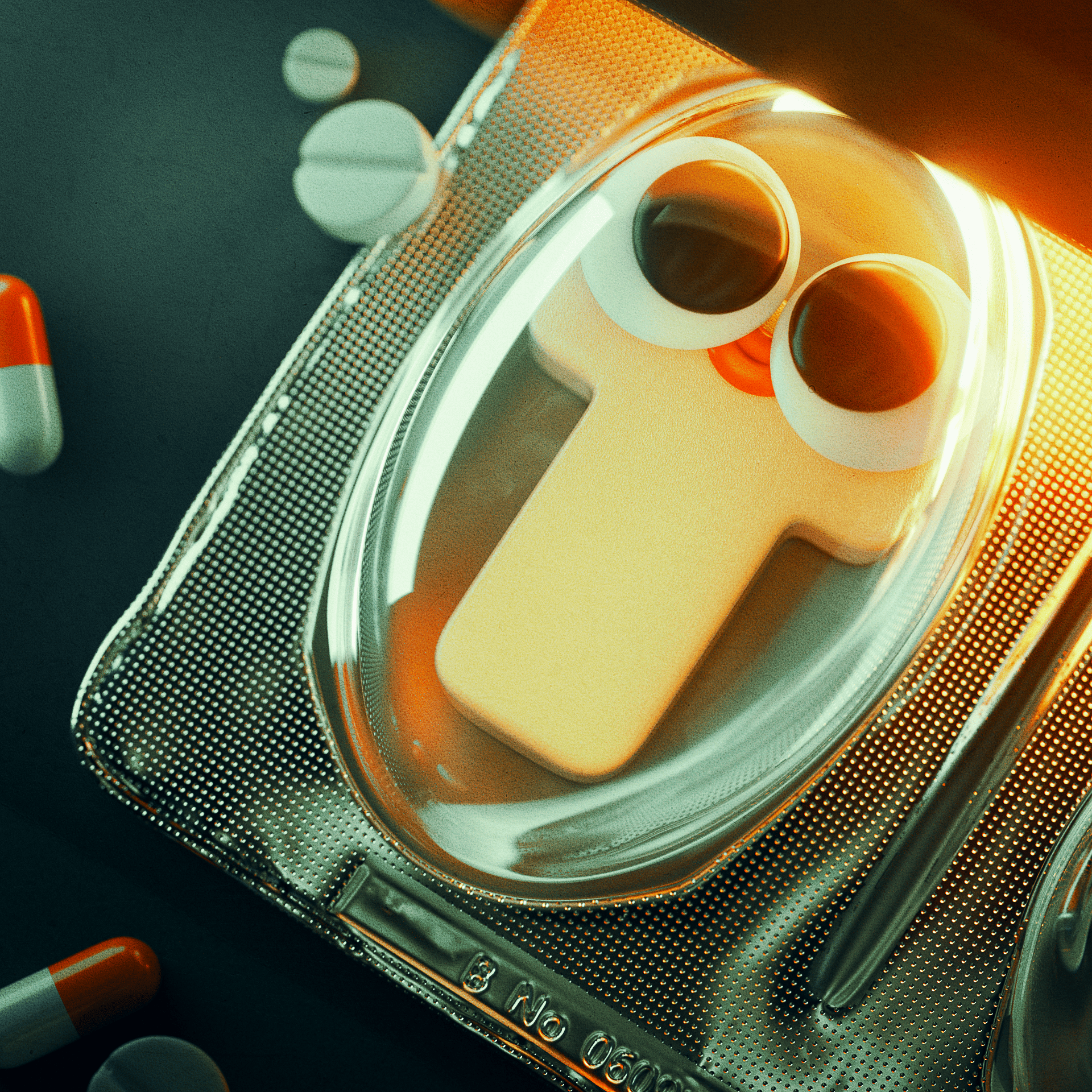 Letter T — 3D Alphabet Series 3d character 3d illustration 3d letter 3d pill 3d props 3d typography blisterpack 3d cgi pill concept 3d cute 3d medical 3d medicine 3d motion graphics pharmacy 3d stylized 3d surreal 3d toy 3d