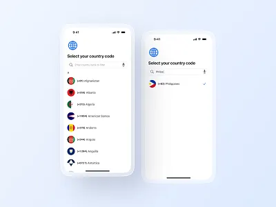 UI Challenge #20 app design clean code country country code daily ui design dropdown dropdown list flag list minimal mobile design number ui ui design uiux user interface design