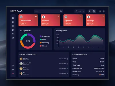JAYB SaaS - Finance Dashboard UI admin dashboard analytics dashboard dark mode ui dashboard ui data visualization figma design finance dashboard fintech ui product design saas dashboard ui design user experience user interface ux design web app design