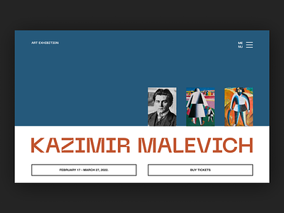 Website for the exhibition of works by Kazimir Malevich art design exhibition gallery landing malevich site ui webdesign