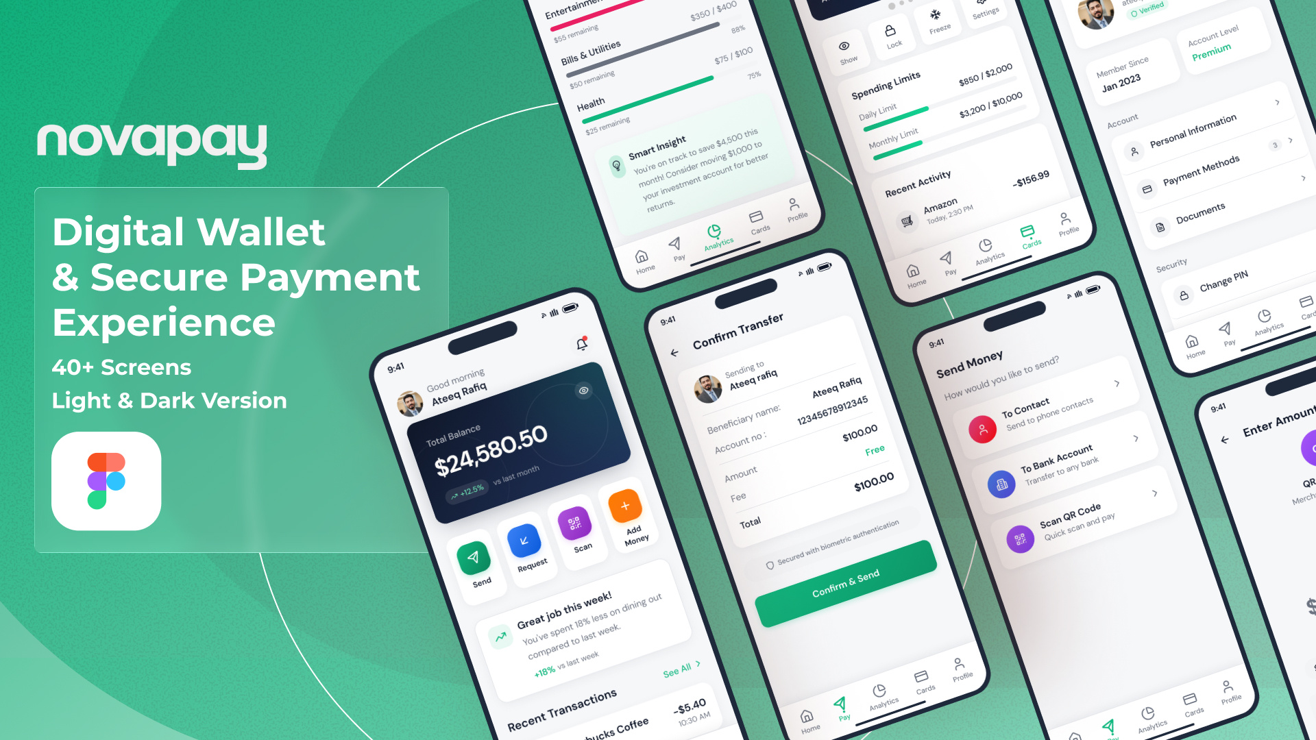 NovaPay — Fintech Digital Wallet & Secure Payment Experience app design banking app ui figma fintech ui ux