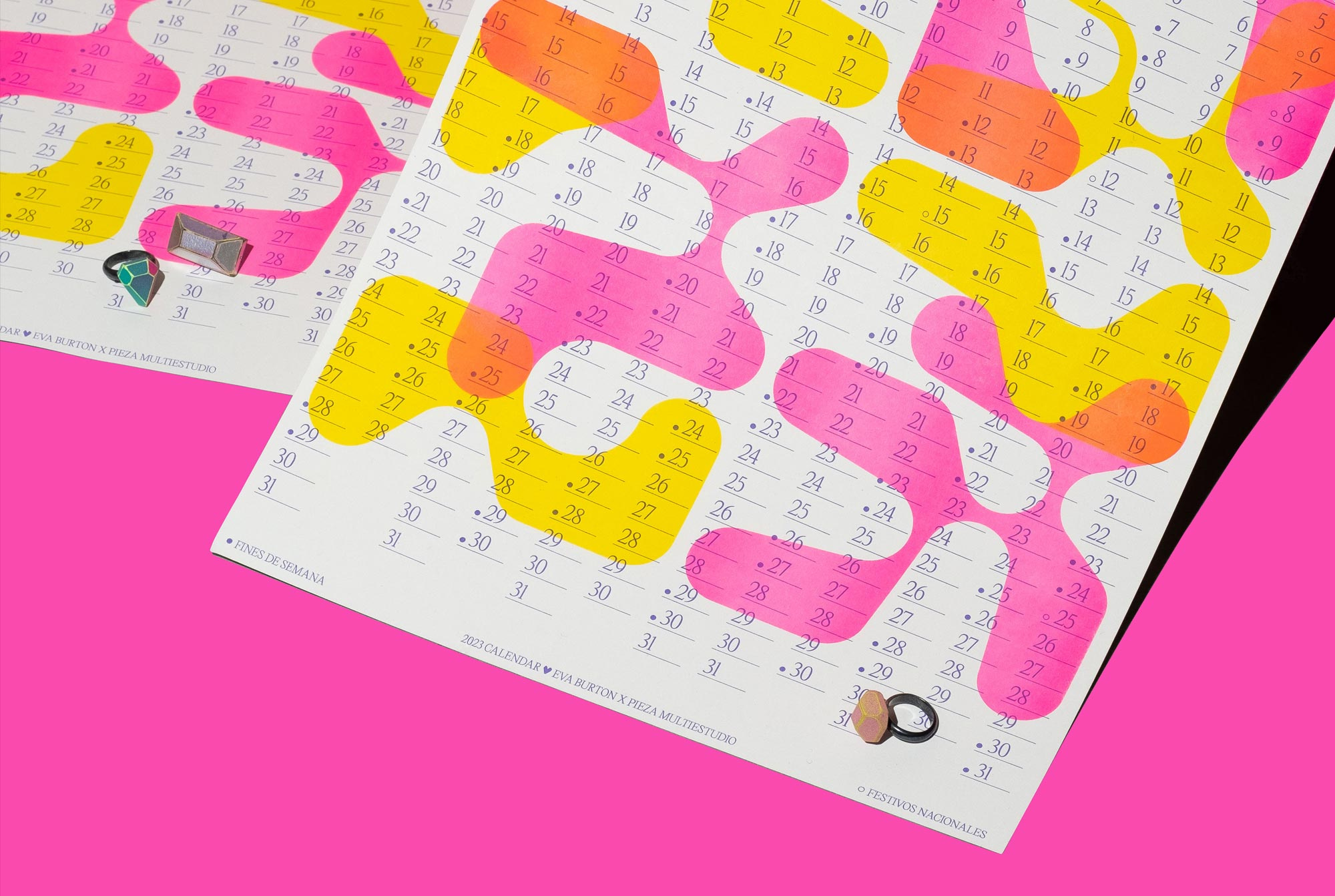 Example of Calendar 2023 – Risograph print