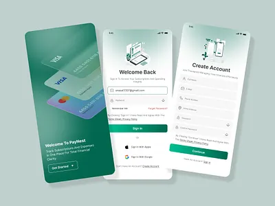 Paynest Mobile App Login & Registrations Screens figma fintech login mobileapp onboarding paynest uiuix