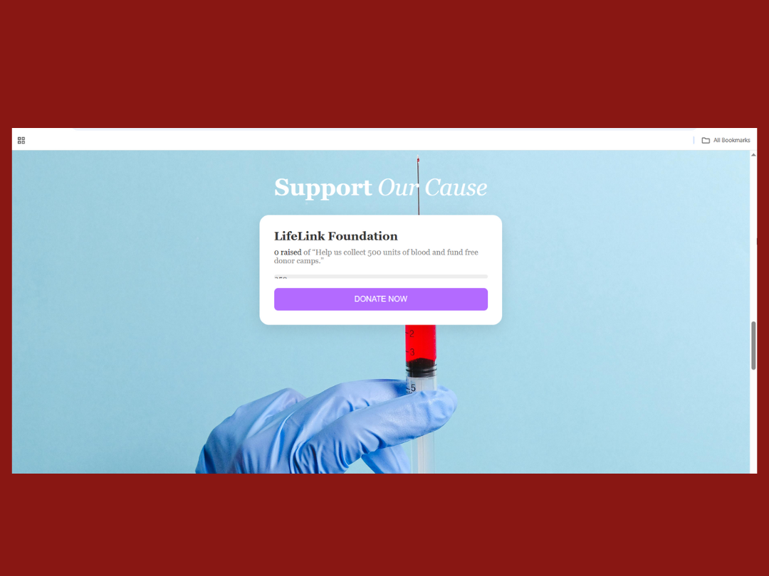 Support Our Cause – LifeLink Blood Donation UI