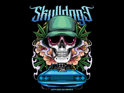 Skull Doge Challenger Illustration white