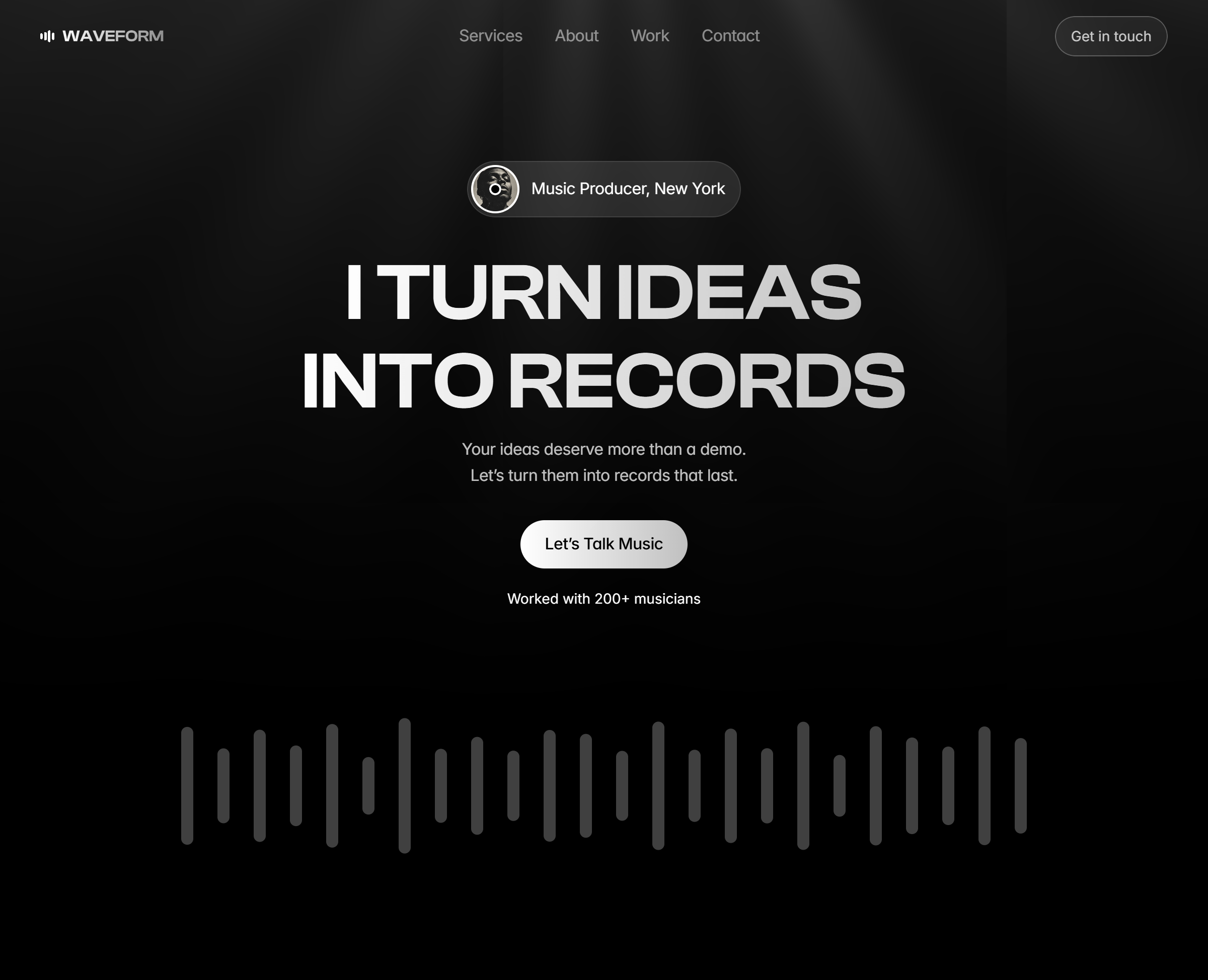 Waveform - Music Producer client figma framer freelancing ui uiux usa web design web developer