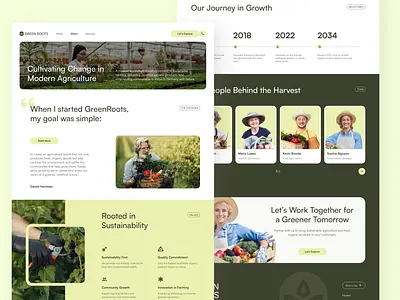 GreenRoots About & Contact Page – Agriculture Website UI Figma about us agribusiness agriculture contact page farming figma figma design sustainable ui design ui inspiration ui showcase ui trends uiux ux design web design