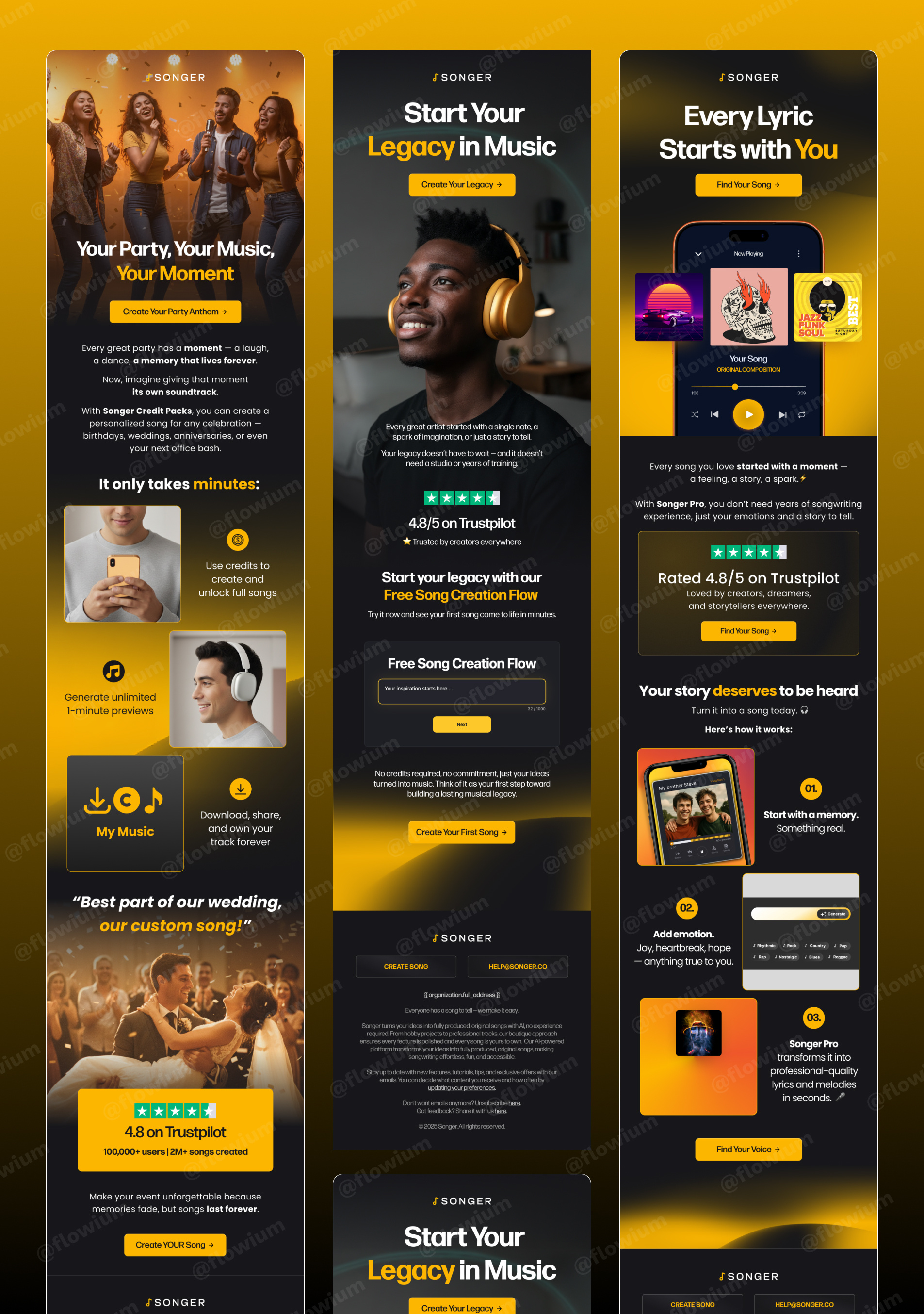 Songer Email Design for AI Music Platform branding design email email design email marketing illustration newsletter newsletter design