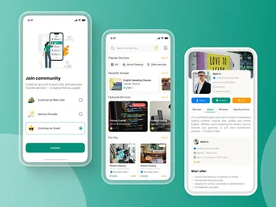Explore and Provide Services Mobile App app community figma graphic design mobile online services ui uiux