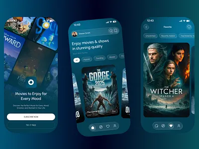 Movie Streaming Community App UI app design community app entertainment app mobile app design mobile app ui movie streaming app product design social app ui design ux design video streaming app