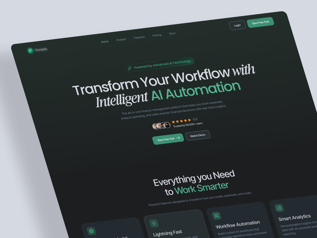 Example of AI Powered SaaS Landing Page