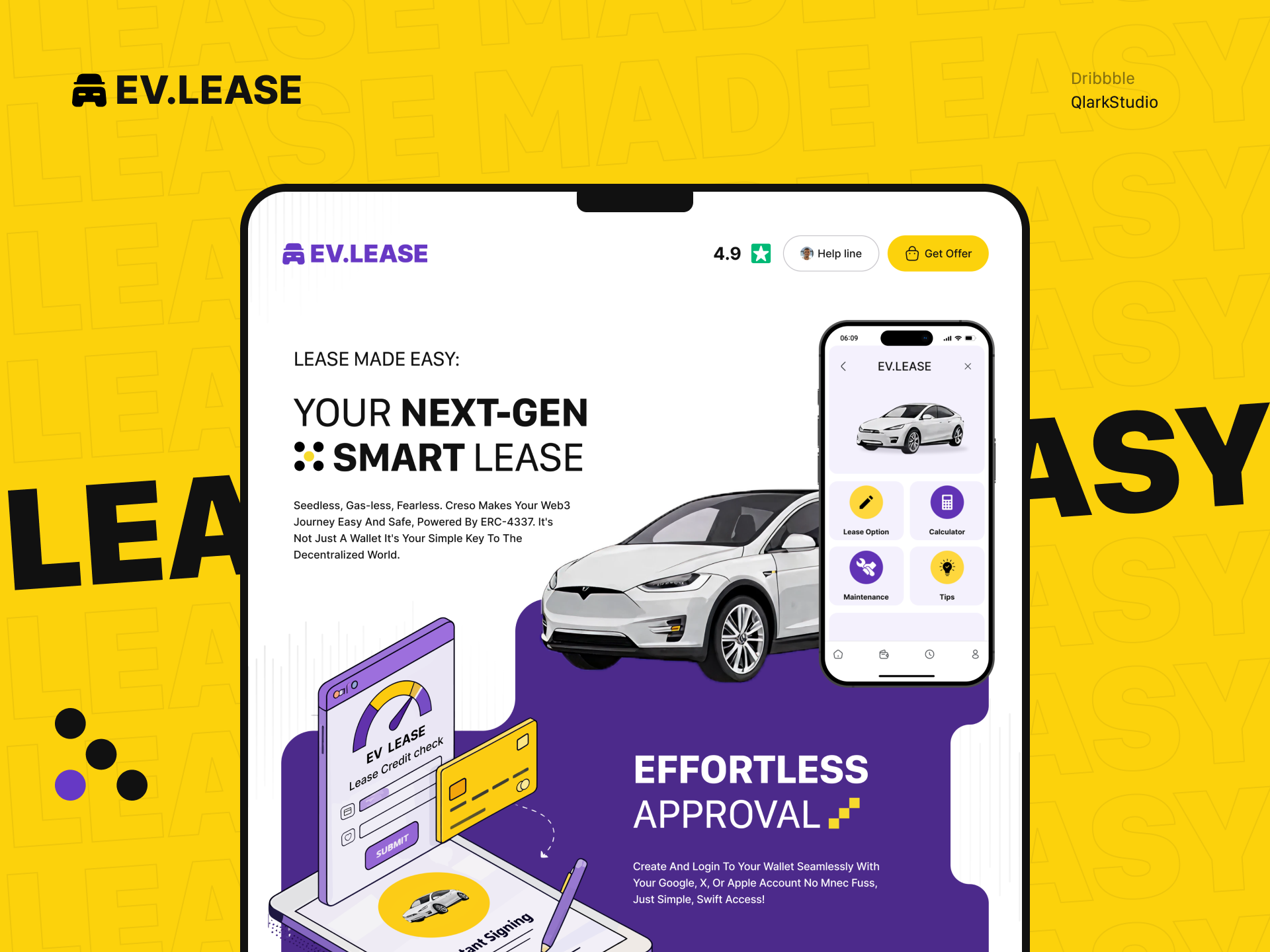 EV.Lease — Next-Gen Smart EV Leasing Platform app design conversion design dribbble electric vehicle ev figma fintech landing page mobility product design saas ui design ux design visual design web design