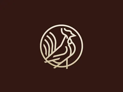 Rooster branding chicken coin crow farm gold icon logo monogram rooster