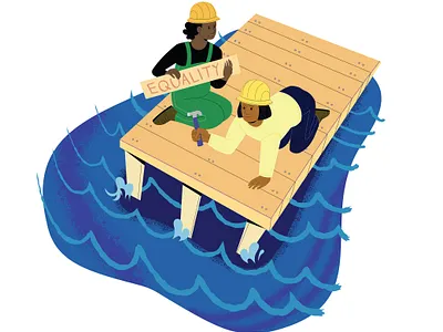 Equality in teamwork design illustration lifestyle vector