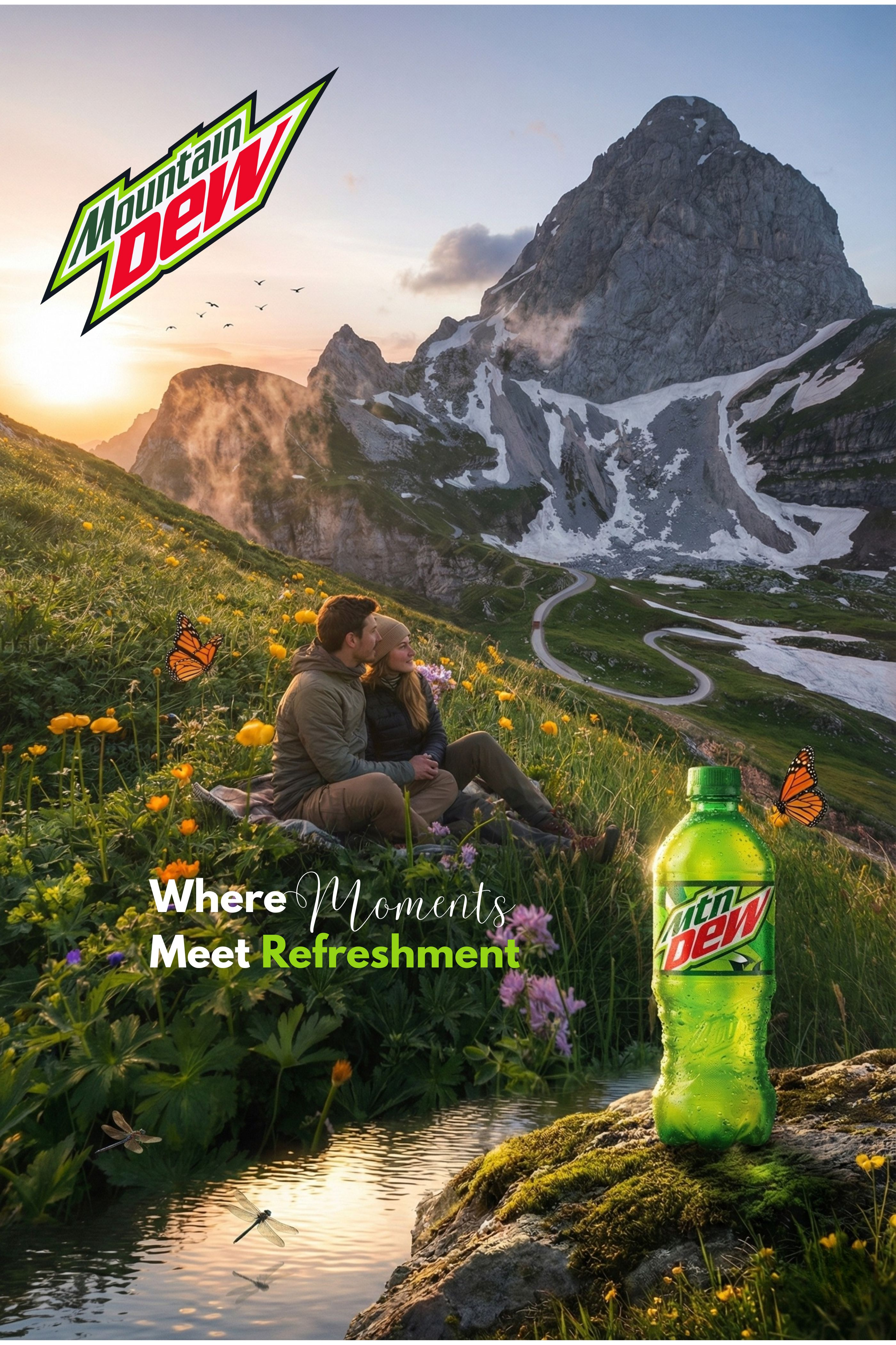 Mountain Dew Advertisement concept ( Only ) adventure theme advertising concept advertising mockup beverage design branding cinematic colors cinematic design commercial art compositing concept art concept illustration creative design digital art high resolution marketing design mountain dew nature scene photo manipulation product visualization visual storytelling