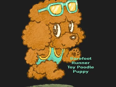 Toy Poodle Barefoot runner animal character character design cite dog funny illustration kawaii running sports toy poodle
