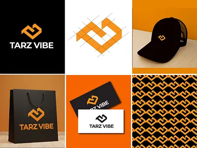Tarz Vibe Logo Identity apparel branding clothing brand cothing pregentation fashion logo graphic design identity logo logo design logo for sale minimalist modern logo monogram t letter v letter