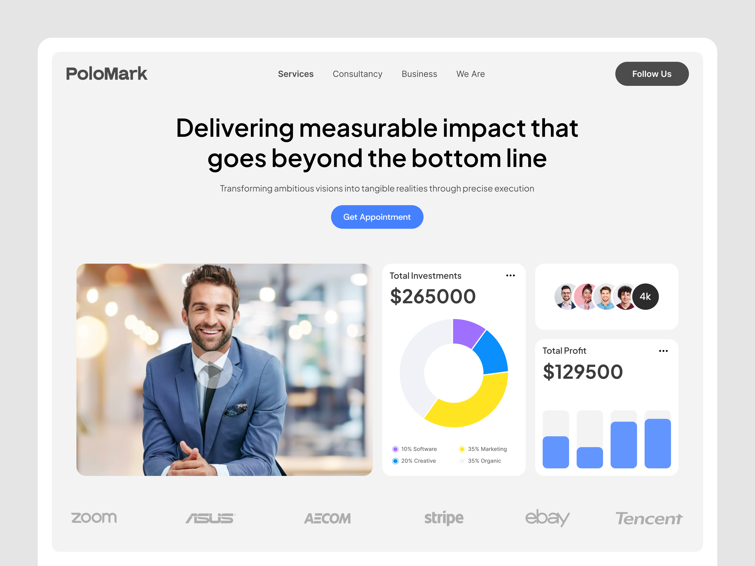 Example of Consultancy Landing Page Header