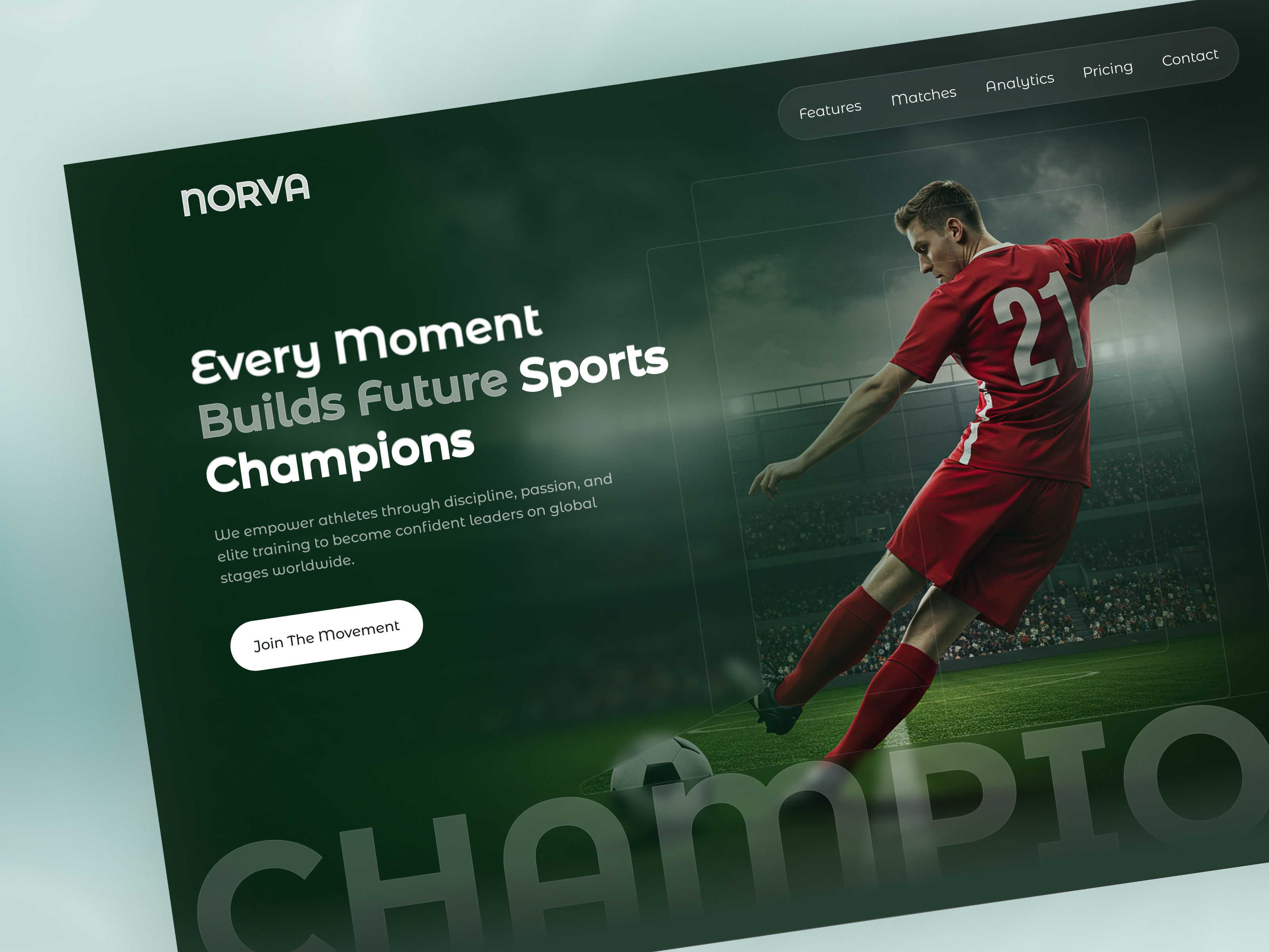 Sports Website UI Design athlete branding fitness football hero section landing page soccer sports sports academy sports training sports website ui design ux design web design