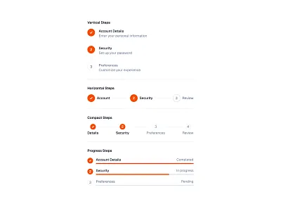 Progress Steps 🗺️ design minimal progress saas ui web design