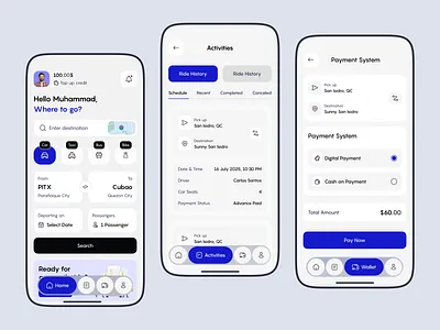 Ride Sharing App UI | Taxi App Design | Ride Booking App UI UX activities page app design cab booking app car booking ios app joy ride share mobile mobile app navigation app payment method ride booking app ride hailing ride share home page ride sharing app smart transport taxi app travel app ui design