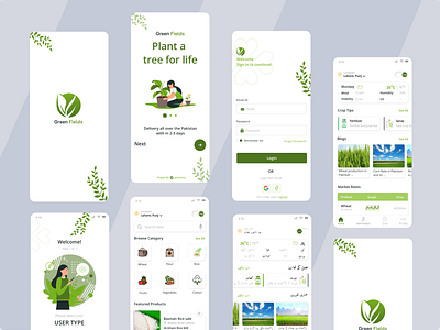 Agricultural App UI adobe xd agricultural app design services design trend 2023 figma geeksinux graphic design green field illustration interaction design logo design muhammad nawaz rizvi plant app practical design uiux urdu ui design web designing