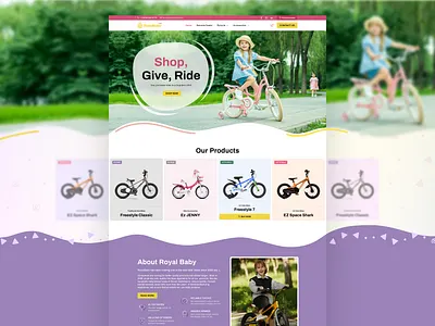 Royal Baby India Website Design: Kids Bicycle & Accessories UI corporate creative dribbble ecommercedesign figma homepagedesign kidsbicycle kidsbrand landingpagedesign layout modern uidesign uiinspiration uiux uiuxdesign webapp webdesign websitedesign