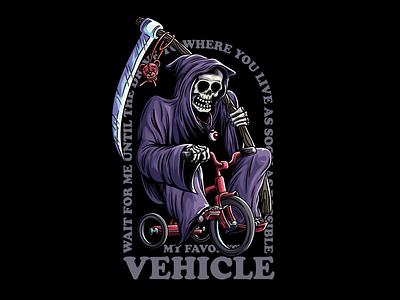 skull tricycle Illustration biker