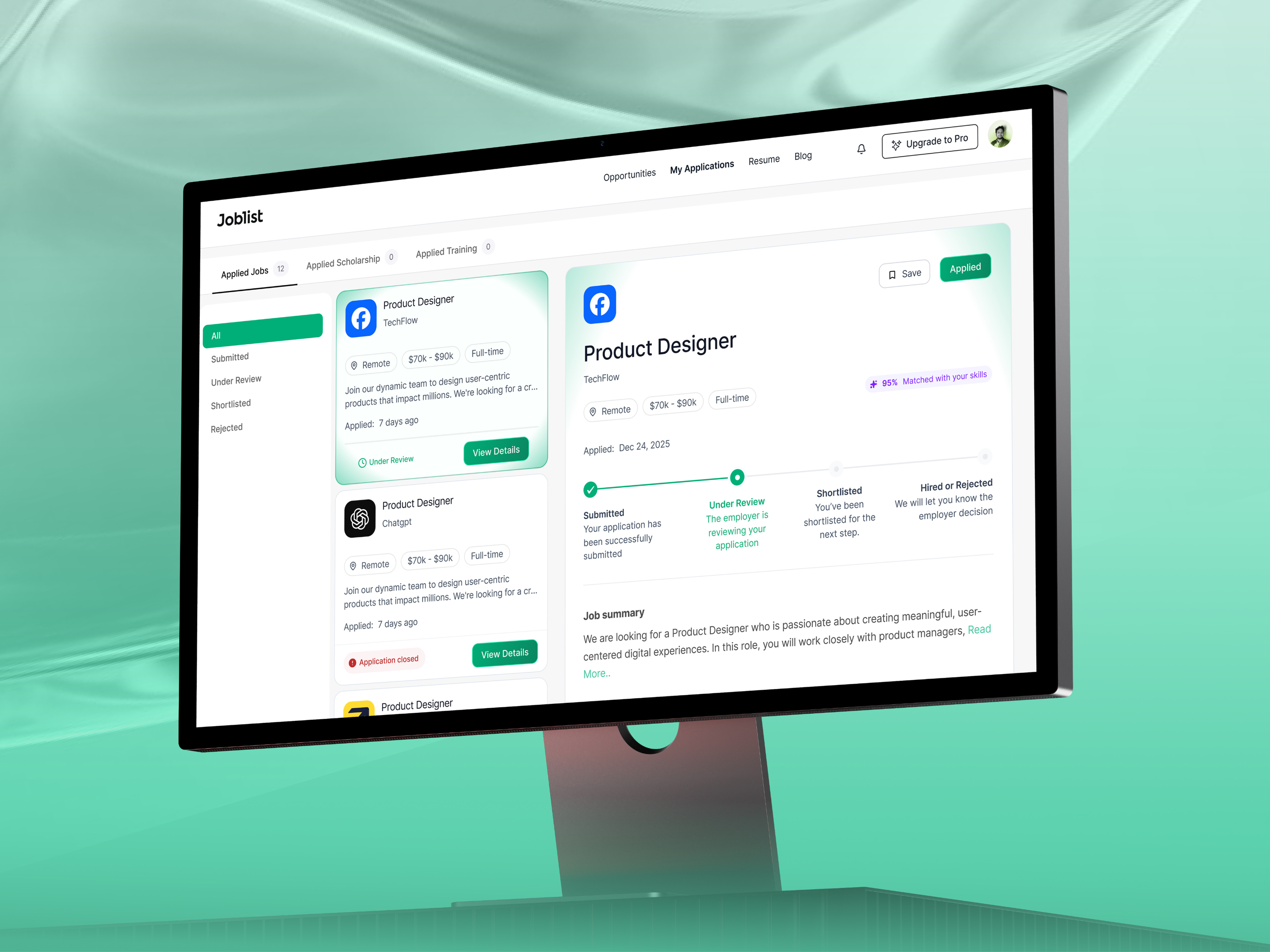 Job Tracking Dashboard Web App admin dashboard analytics clean ui dashboard dashboard ui data visualization employment enterprise software hiring portal job application job board job management job tracking dashboard minimalist modern dashboard saas ui ux design web app web application design web ui