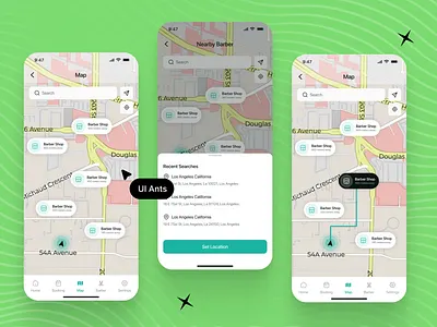 Barber App-Map UI barberapp cleanui directionsui location mapui mapview mobileapp modernui salonapp ui ux