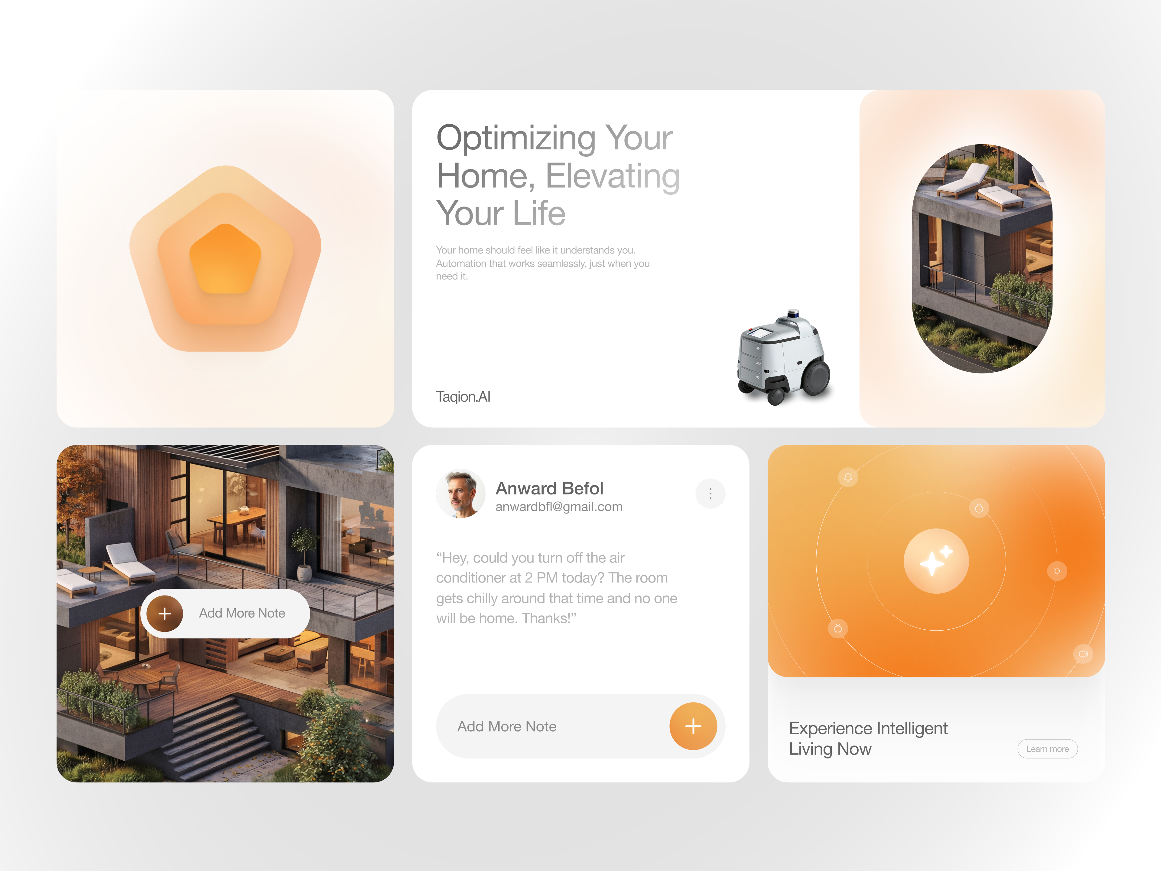 Example of Smart Home Automation AI Assistant | House Tech UI Bento Grid