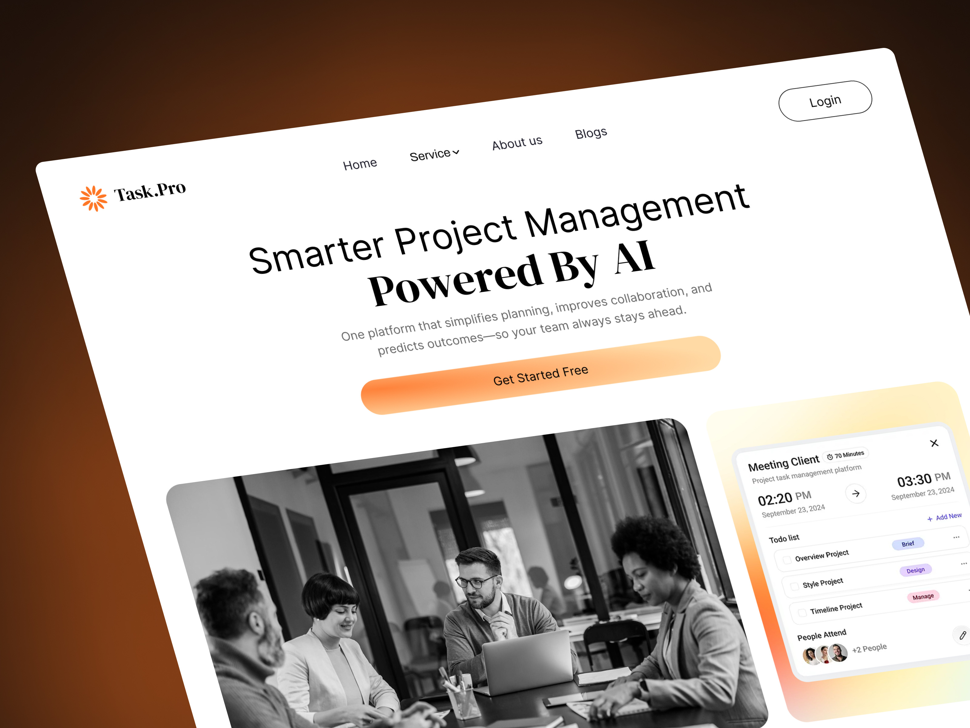 Reimagining Product Workflows with Taskpro ai development hero section landing page management management ai modern ui product project project management saas task taskpro techwitpro uiux webflow website wordpress work management workflow