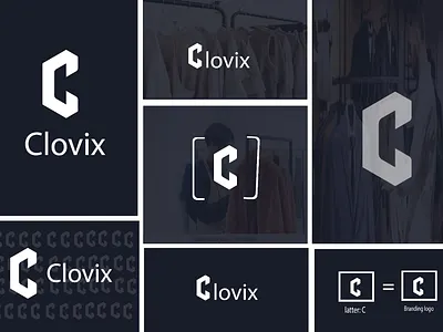 Clovix abstract blue branding clovix construction geometric identity isometric lettermark logo logotype minimal modern saas software startup tech technology typography vector