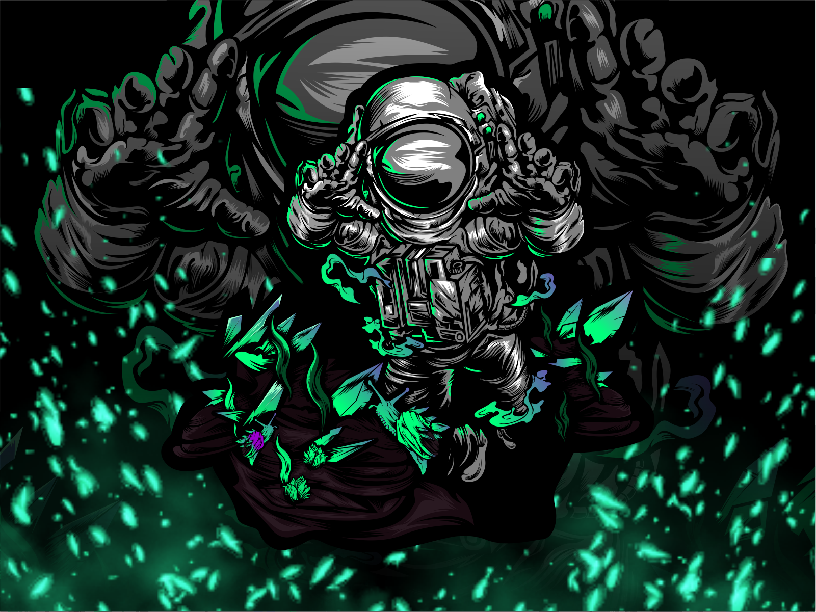 Cosmic Astronaut Power Esports Mascot Logo with Neon Green Energ alien energy astronaut illustration astronaut logo cosmic logo cyberpunk style dark logo digital art esports logo futuristic logo galaxy theme gaming logo modern mascot neon green outer space powerful logo sci fi character sci fi logo space explorer space logo tech branding