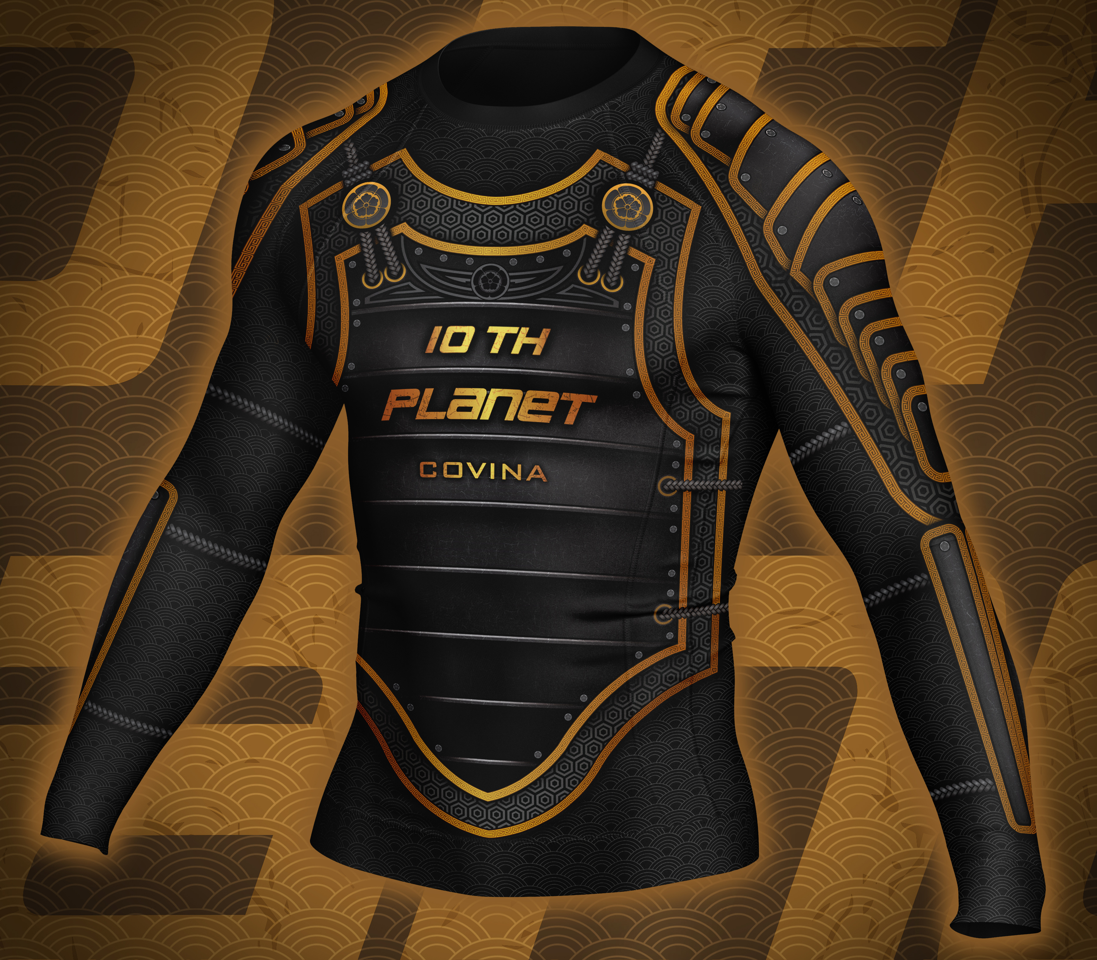 10th Planet Covina "Samurai" rash guard apparel bjj branding brazilian jiu jitsu illustration japanese japanese art jiu jitsu logo martial arts mma rash guard samurai vector vector art