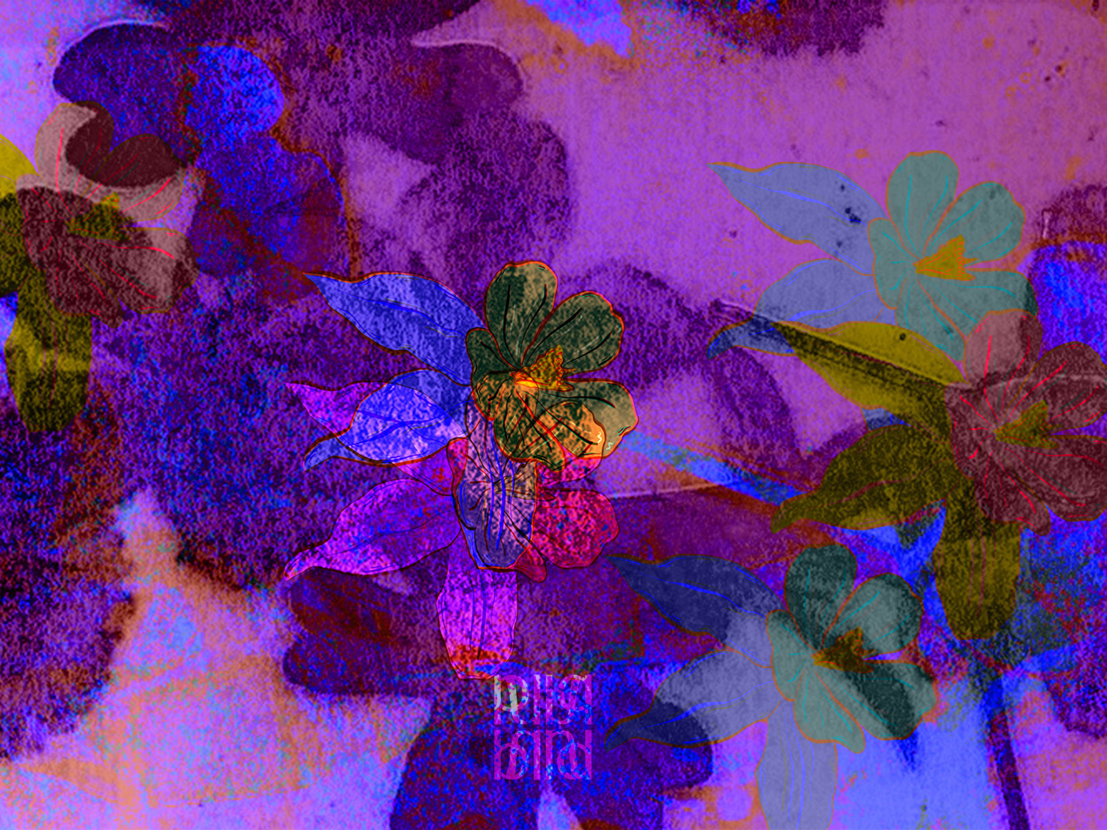 Violet Botanical Collage — Dark Maximalist Floral Art abstract art botanical art botanical illustration botanical print colorful art dark academia dark aesthetic dark floral digital collage floral illustration floral pattern maximalist art moody art neon botanical pattern design print design purple art surface design tropical leaves wall art