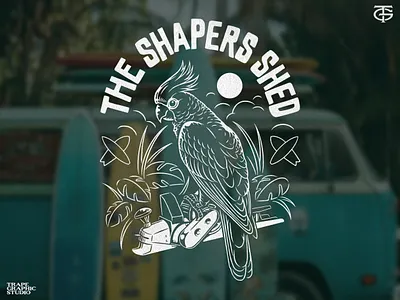 The Shapers Shed apparel branding clothing design graphic design illustration surfboard