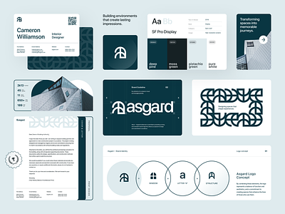 Asgard — Brand Guidelines agency architect branding building clean graphic design green guideline home house identity interior logo logogram pattern project property simple space studio