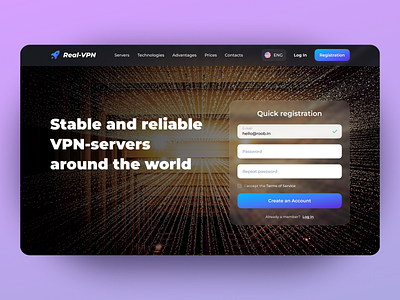 Landing page for VPN-service design ui uidesign ux ux design uxdesign web