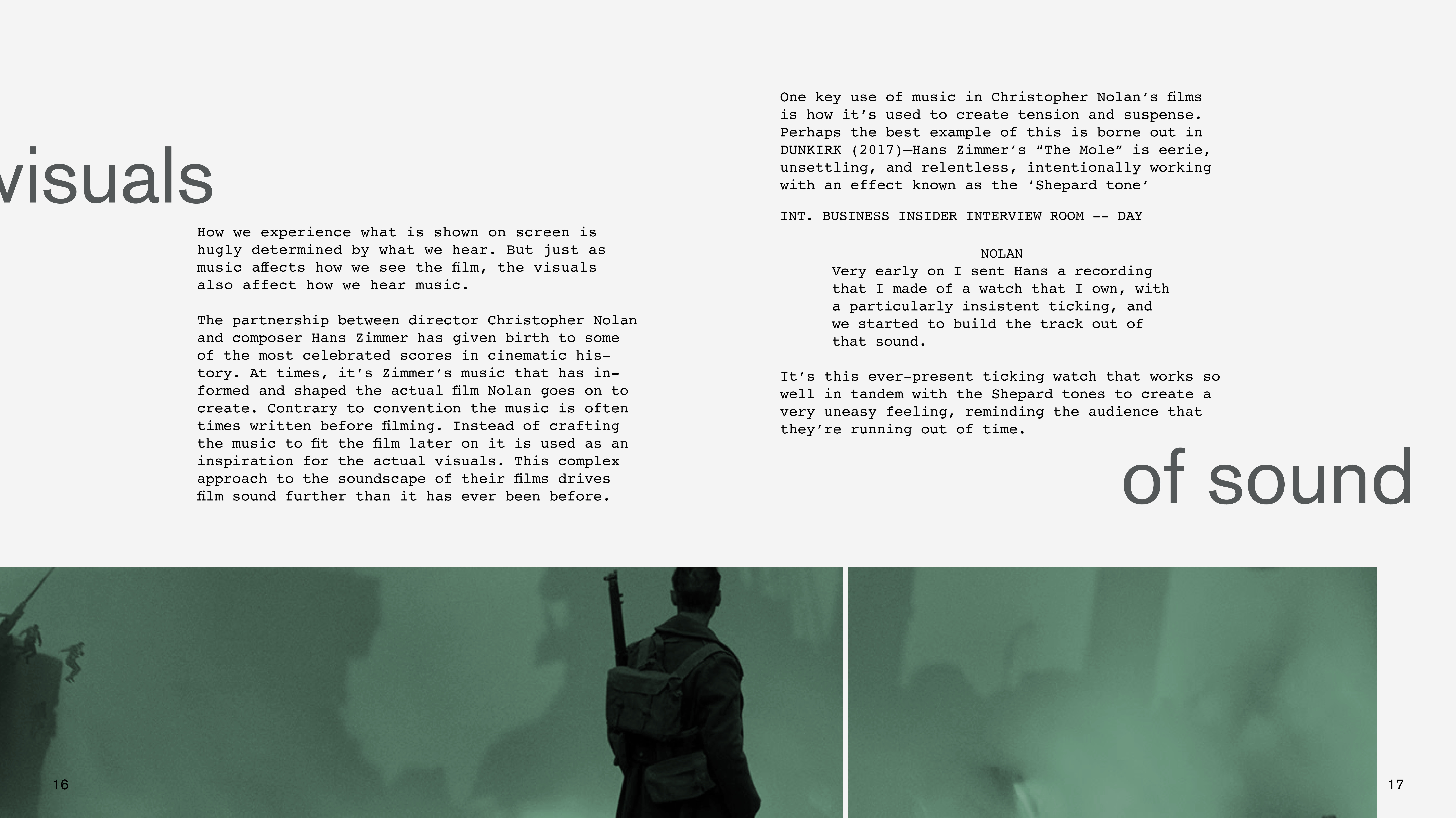 Retrospective editorial graphic design magazine screenplay script