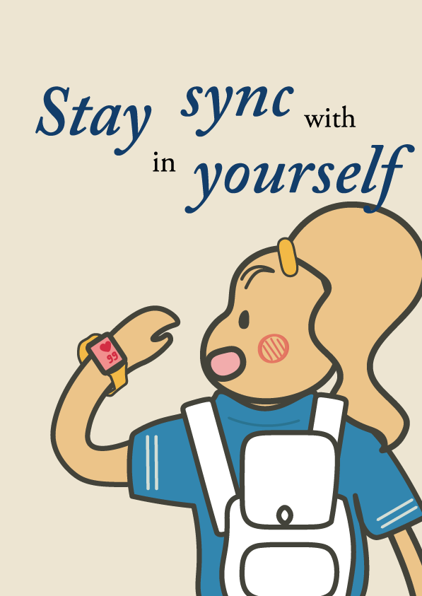 Checking Heartbeat—Digital Wellness Poster Illustration adobe illustrator creative cute art daily art design digital wellbeing flat design graphic design health tracker illustration poster smart tracker smartwatch vector visual design