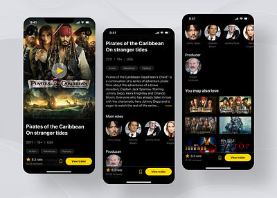 Mobile app: streaming service for movies & TV shows app design mobile ui