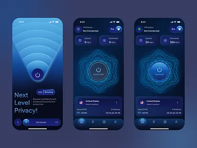 VPN — Mobile App UI Design app app design cybersecurity app design data security app ui high speed vpn ui ios vpn app concept mobile mobile app design mobile vpn interface server vpn vpn app vpn app interaction design vpn mobile app