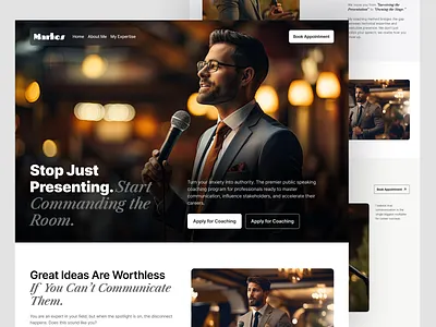 Public Speaking Coach | Conversion Landing Page app branding clean layout coaching website corporate training design education figma minimal minimalist public speaker ui ux