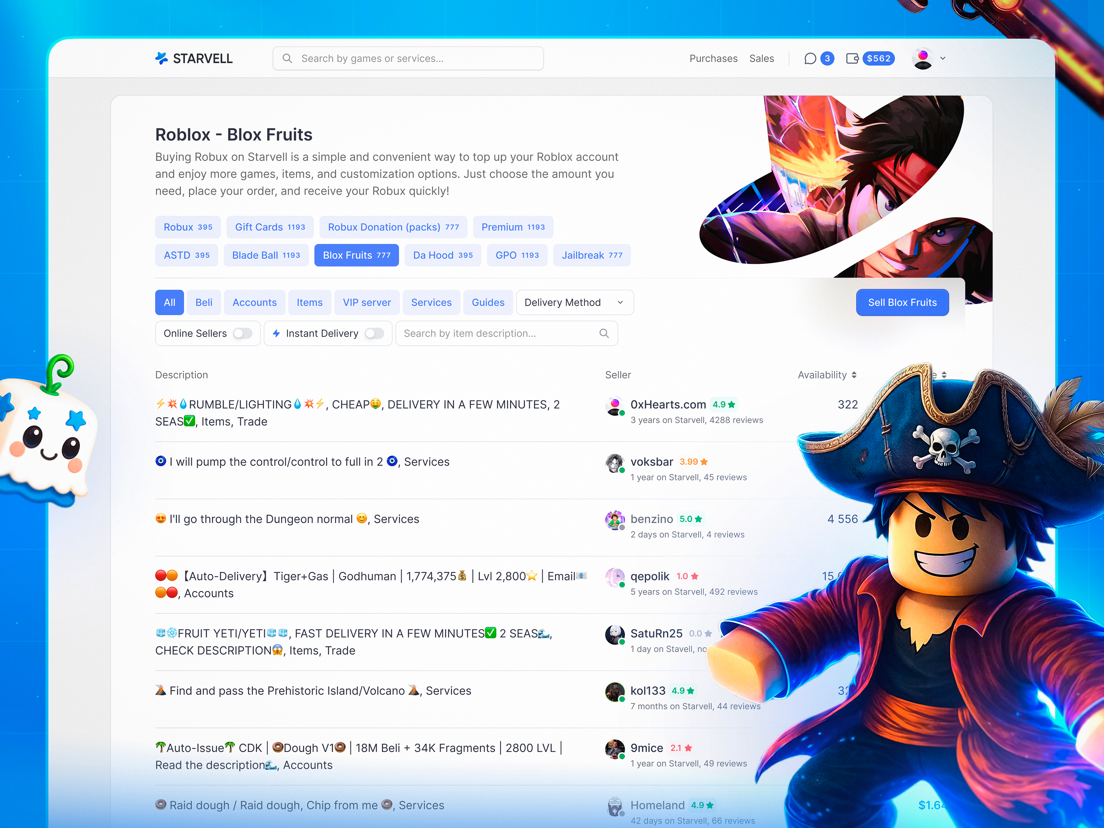 Example of 🎮 Roblox Blox Fruits - Games Marketplace Starvell [Offers Page]